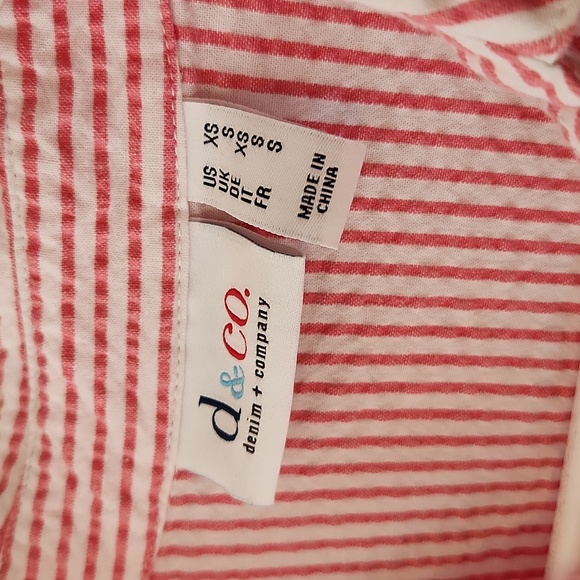 Pink and White Striped Button-up Blouse with Front Pockets - Picture 5 of 5